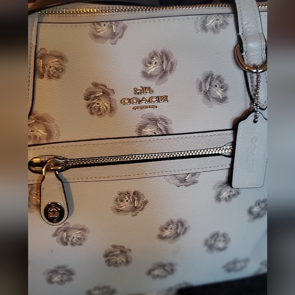 Coach Taylor Shoulder Tote in Rose-Strewn Silver/Sky - Picture 6 of 7